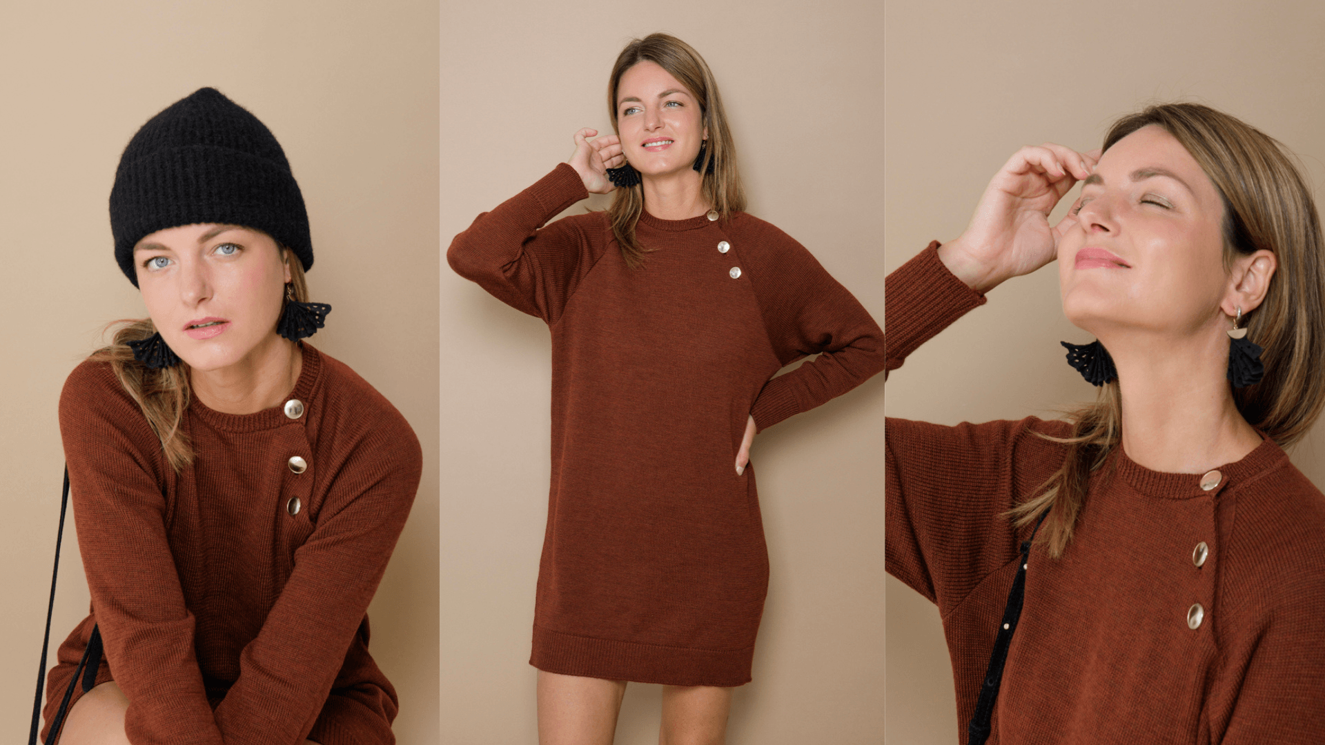robe pull 100% laine mérinos bien chaude hiver made in france marque française créatrice